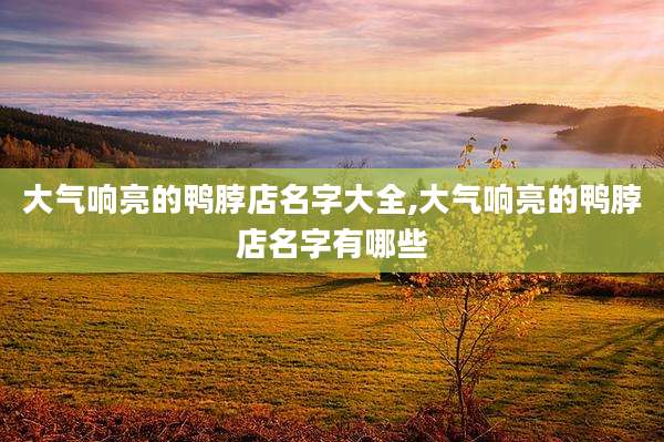 大气响亮的鸭脖店名字大全,大气响亮的鸭脖店名字有哪些