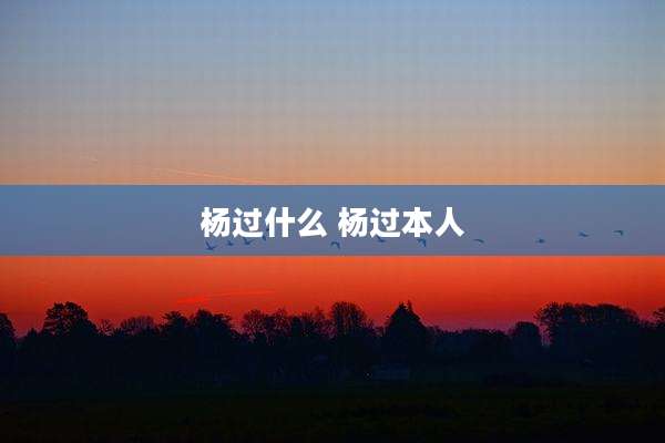 杨过什么 杨过本人