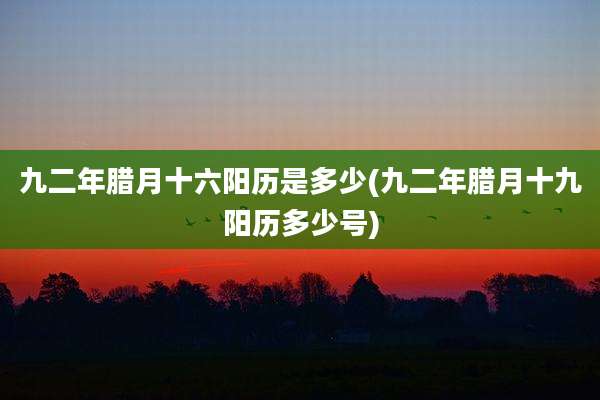 九二年腊月十六阳历是多少(九二年腊月十九阳历多少号)
