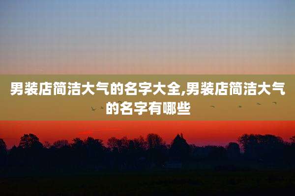 男装店简洁大气的名字大全,男装店简洁大气的名字有哪些