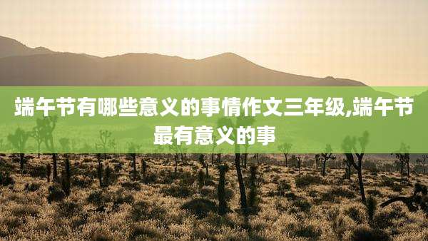 端午节有哪些意义的事情作文三年级,端午节最有意义的事