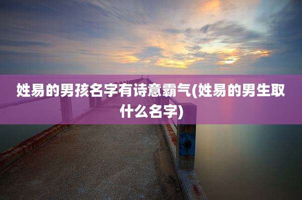 姓易的男孩名字有诗意霸气(姓易的男生取什么名字)