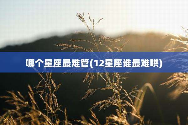 哪个星座最难管(12星座谁最难哄)