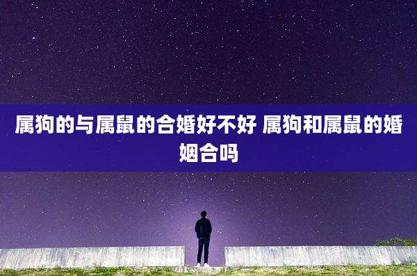 属狗的与属鼠的合婚好不好 属狗和属鼠的婚姻合吗