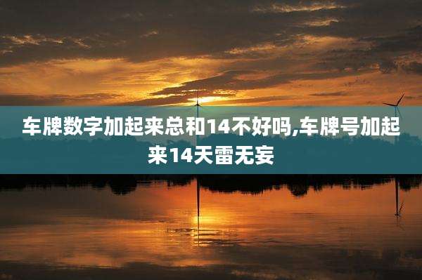 车牌数字加起来总和14不好吗,车牌号加起来14天雷无妄