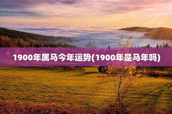 1900年属马今年运势(1900年是马年吗)