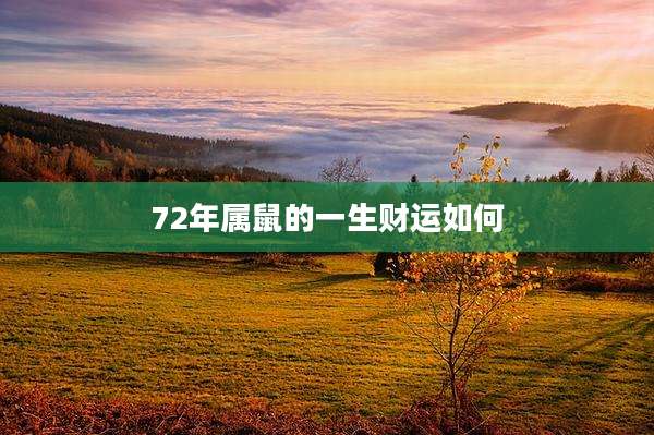 72年属鼠的一生财运如何
