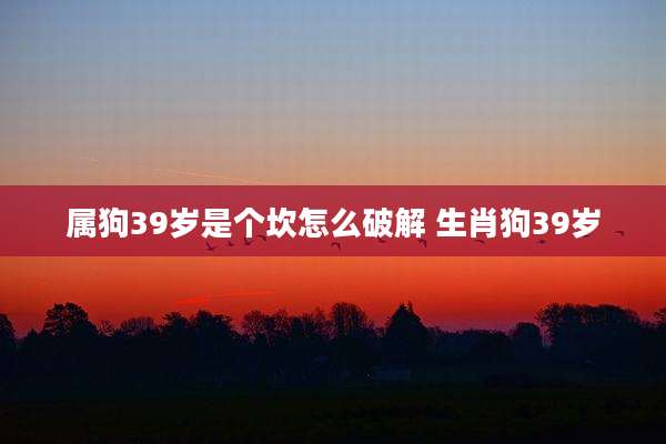 属狗39岁是个坎怎么破解 生肖狗39岁