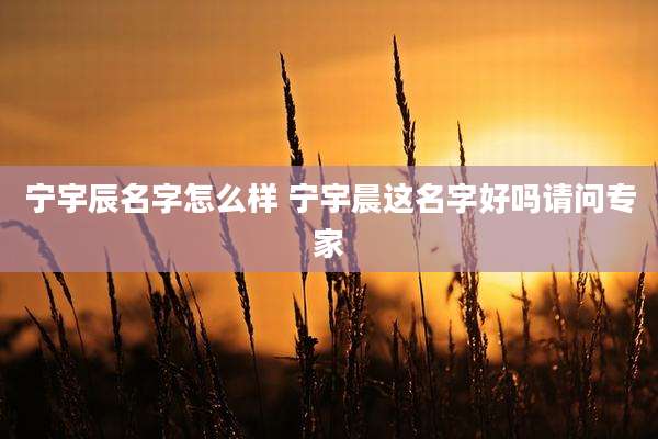 宁宇辰名字怎么样 宁宇晨这名字好吗请问专家