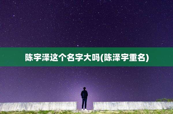 陈宇泽这个名字大吗(陈泽宇重名)