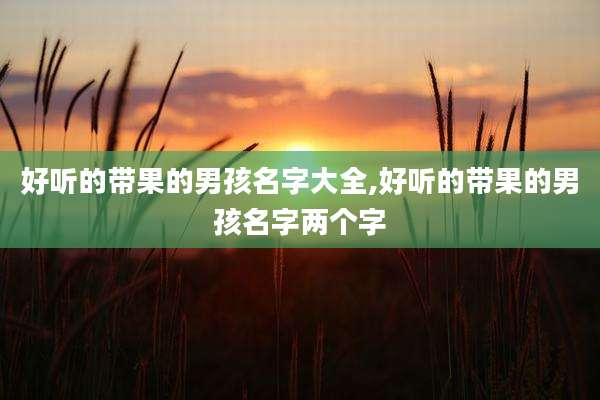 好听的带果的男孩名字大全,好听的带果的男孩名字两个字