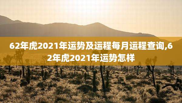 62年虎2021年运势及运程每月运程查询,62年虎2021年运势怎样