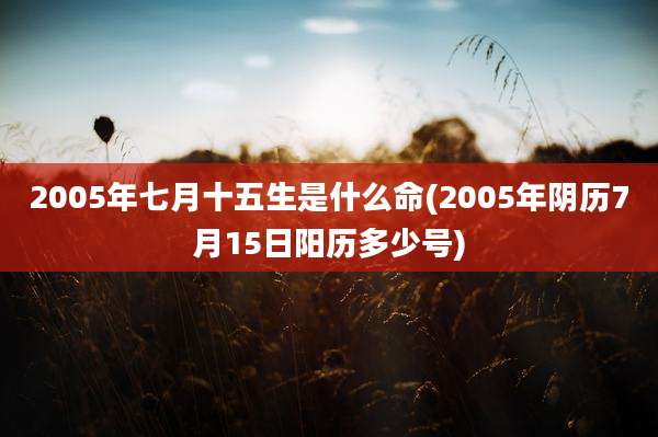 2005年七月十五生是什么命(2005年阴历7月15日阳历多少号)