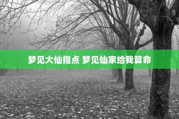 梦见大仙指点 梦见仙家给我算命