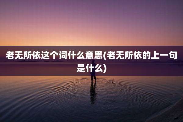 老无所依这个词什么意思(老无所依的上一句是什么)
