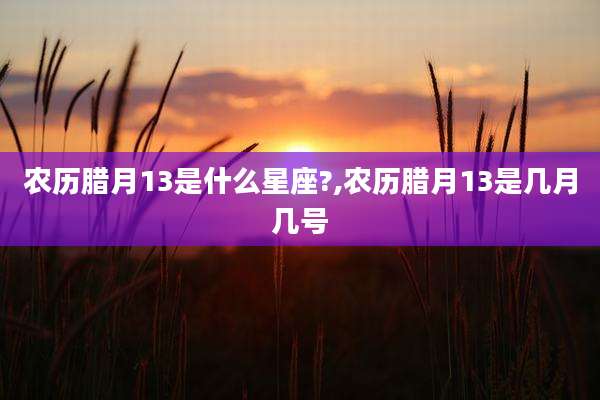 农历腊月13是什么星座?,农历腊月13是几月几号