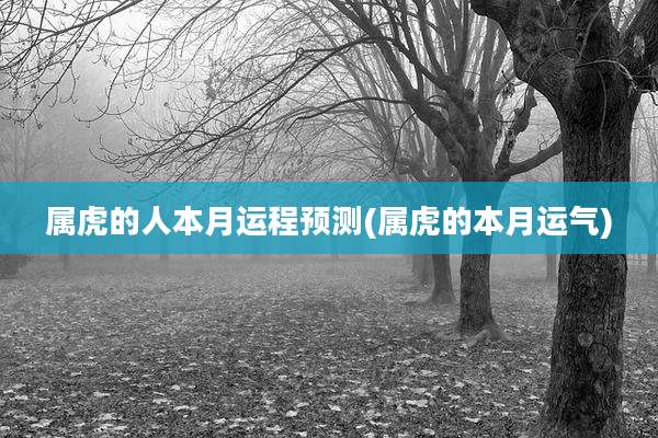 属虎的人本月运程预测(属虎的本月运气)