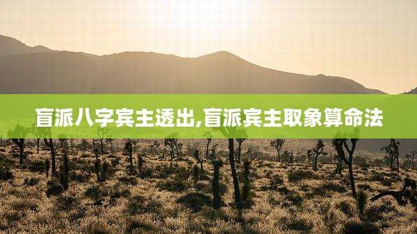 盲派八字宾主透出,盲派宾主取象算命法