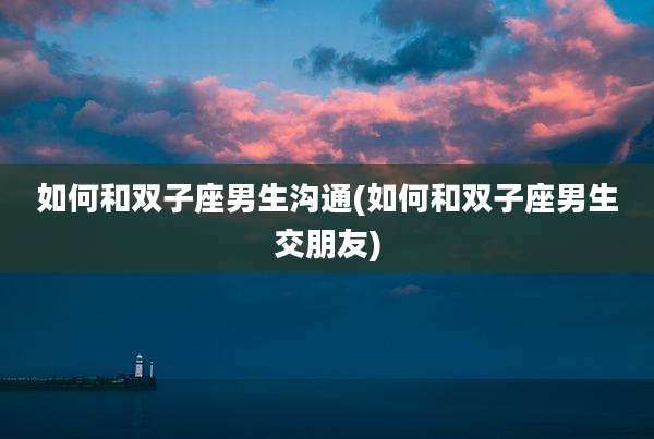 如何和双子座男生沟通(如何和双子座男生交朋友)