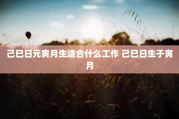 己巳日元寅月生适合什么工作 己巳日生于寅月
