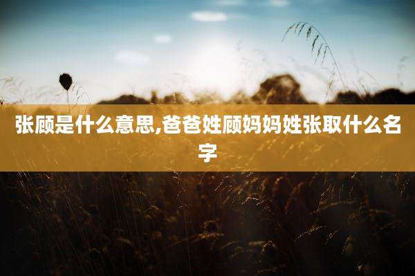 张顾是什么意思,爸爸姓顾妈妈姓张取什么名字