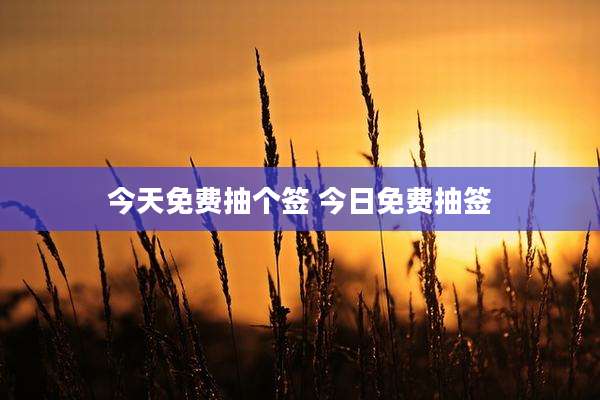 今天免费抽个签 今日免费抽签