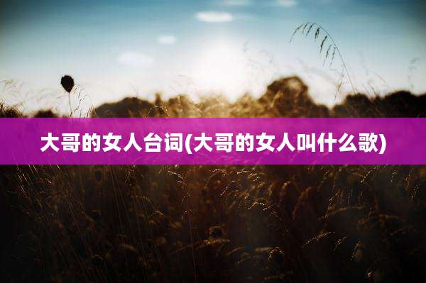 大哥的女人台词(大哥的女人叫什么歌)