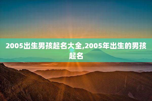 2005出生男孩起名大全,2005年出生的男孩起名