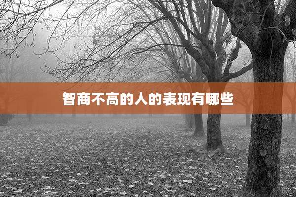 智商不高的人的表现有哪些