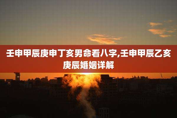 壬申甲辰庚申丁亥男命看八字,壬申甲辰乙亥庚辰婚姻详解