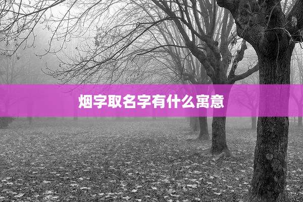 烟字取名字有什么寓意