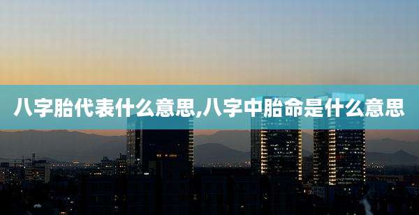 八字胎代表什么意思,八字中胎命是什么意思