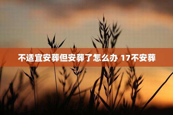 不适宜安葬但安葬了怎么办 17不安葬