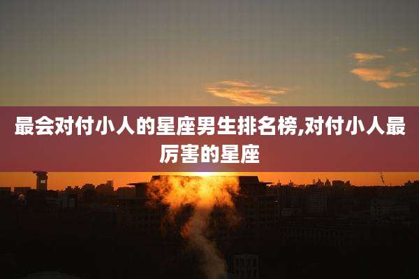 最会对付小人的星座男生排名榜,对付小人最厉害的星座