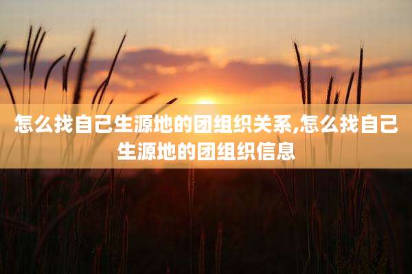 怎么找自己生源地的团组织关系,怎么找自己生源地的团组织信息