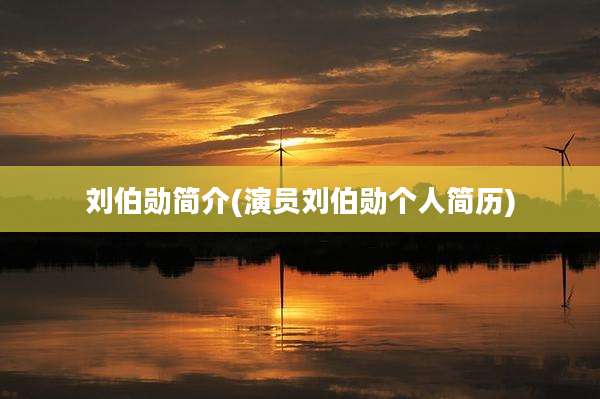 刘伯勋简介(演员刘伯勋个人简历)