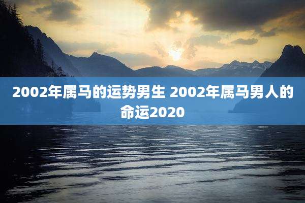 2002年属马的运势男生 2002年属马男人的命运2020