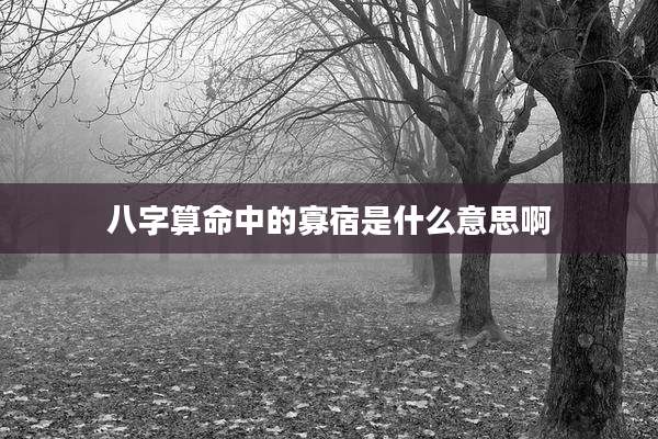 八字算命中的寡宿是什么意思啊