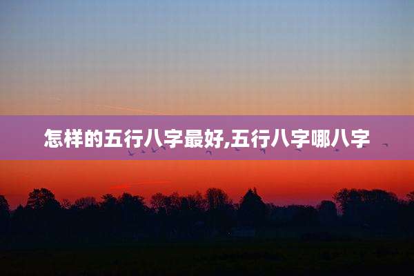 怎样的五行八字最好,五行八字哪八字
