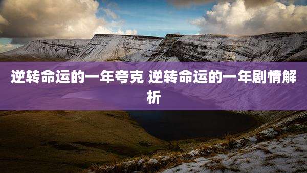 逆转命运的一年夸克 逆转命运的一年剧情解析