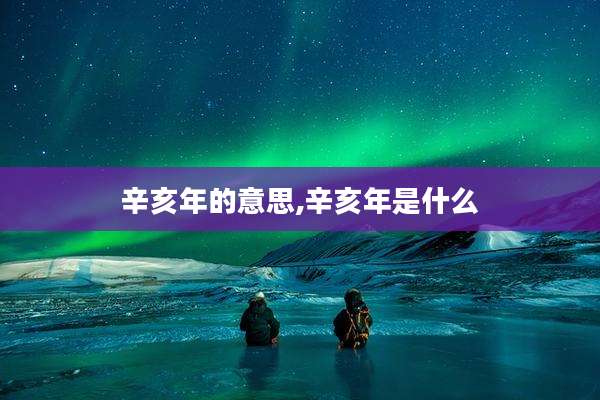 辛亥年的意思,辛亥年是什么