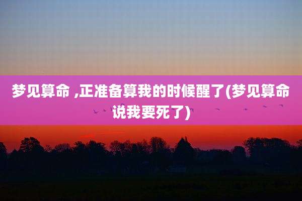 梦见算命 ,正准备算我的时候醒了(梦见算命说我要死了)