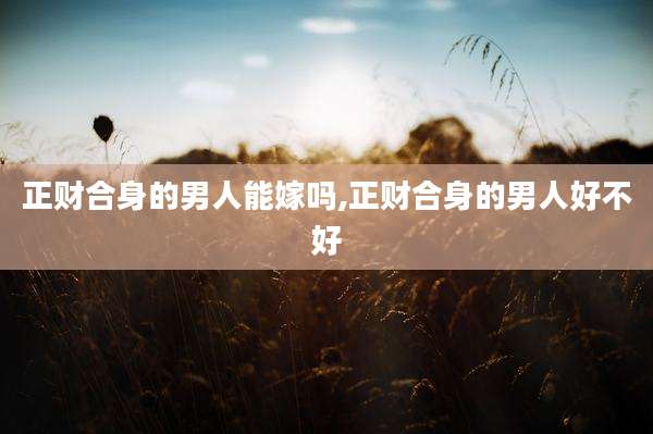 正财合身的男人能嫁吗,正财合身的男人好不好