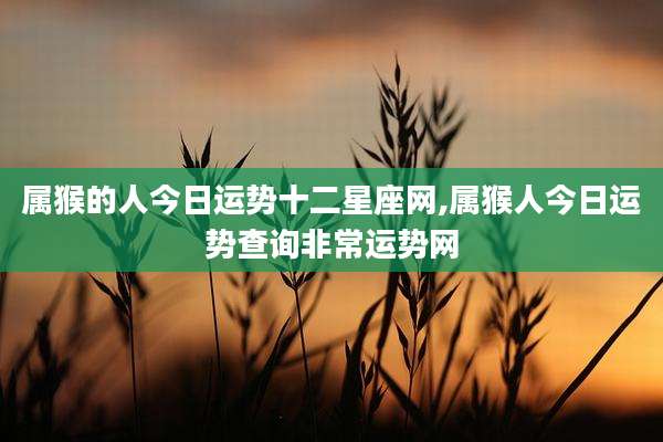 属猴的人今日运势十二星座网,属猴人今日运势查询非常运势网