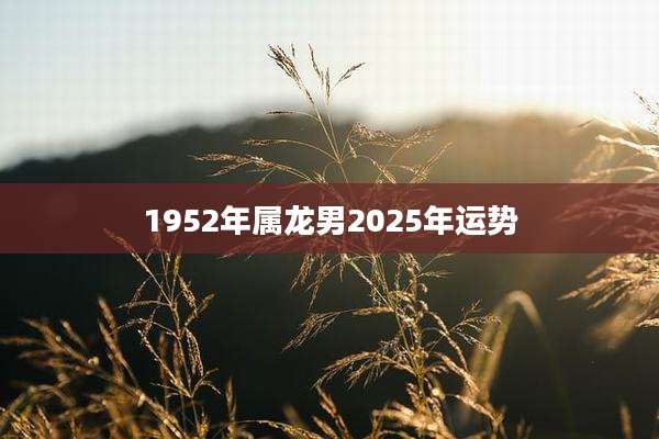 1952年属龙男2025年运势