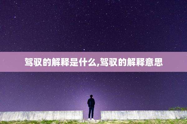 驾驭的解释是什么,驾驭的解释意思