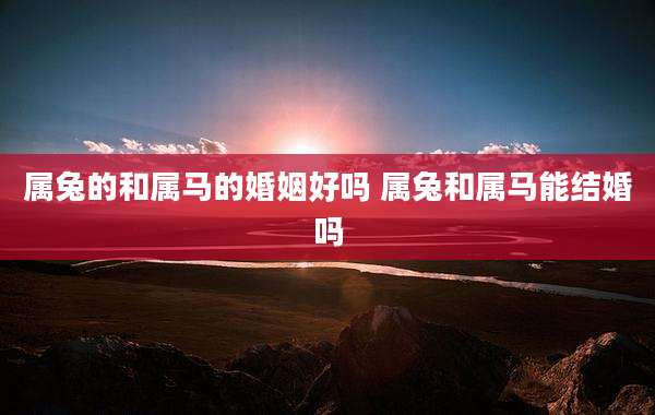 属兔的和属马的婚姻好吗 属兔和属马能结婚吗