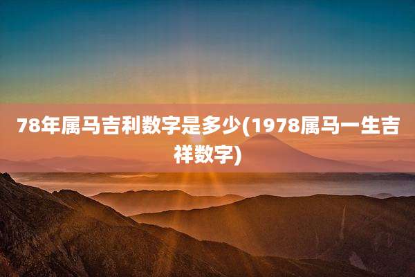 78年属马吉利数字是多少(1978属马一生吉祥数字)