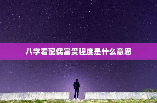 八字看配偶富贵程度是什么意思
