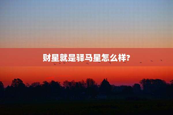 财星就是驿马星怎么样?